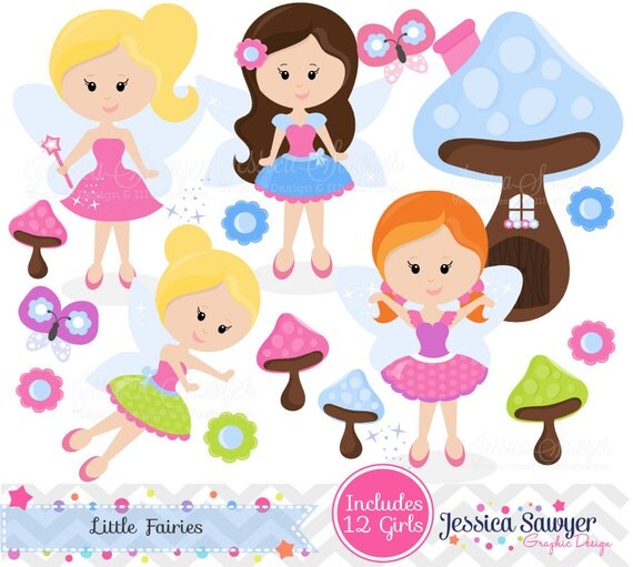 INSTANT DOWNLOAD, colorful fairy clipart, fairies clip art, for commercial use, personal use, cards, scrapbooking, invites Il_570xn