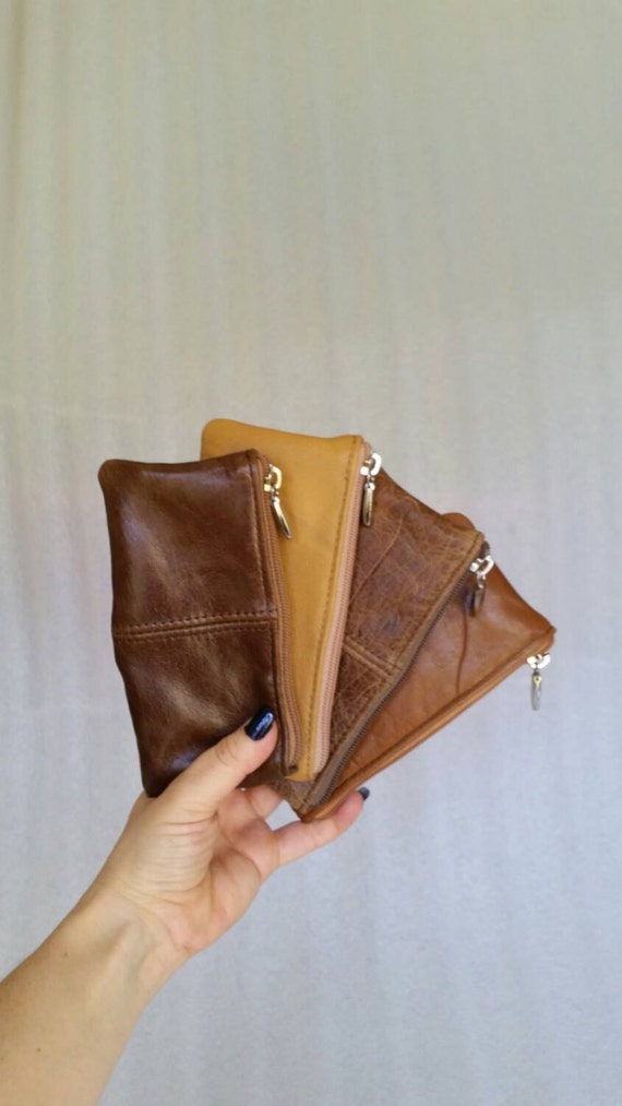 Leather pouch / small leather purse / mini cosmetic bag by Fgalaze