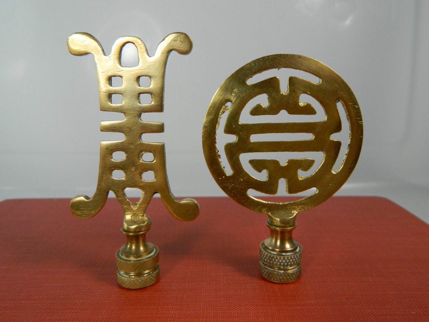 Vintage Brass Finials Asian Lamp Finials Set/2 Brass Lamp