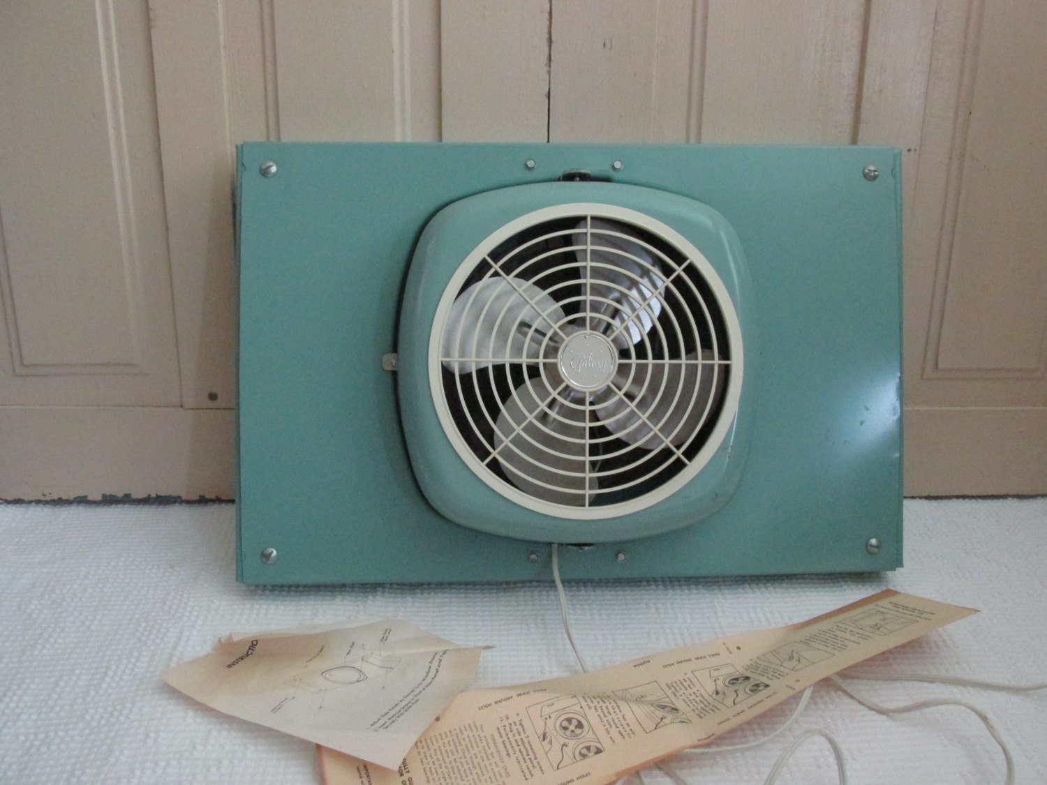 Galaxy Model 3702 Window Fan Vintage Teal Metal Window Fan