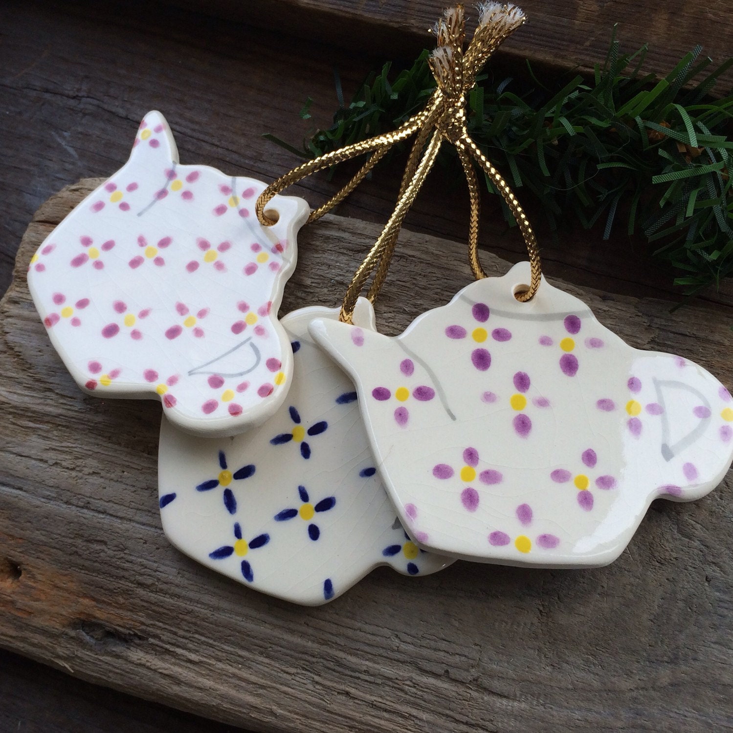 Tea Ornament SALE Ceramic Teapot Ornament Tea lovers