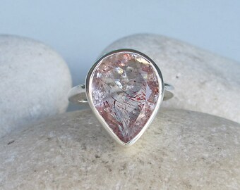 Unique Gemstone Engagement Ring- Pear Shaped Promise Ring for her- Alternative Engagement Lepidocrosite Ring-Anniversary Wedding Bridal Ring
