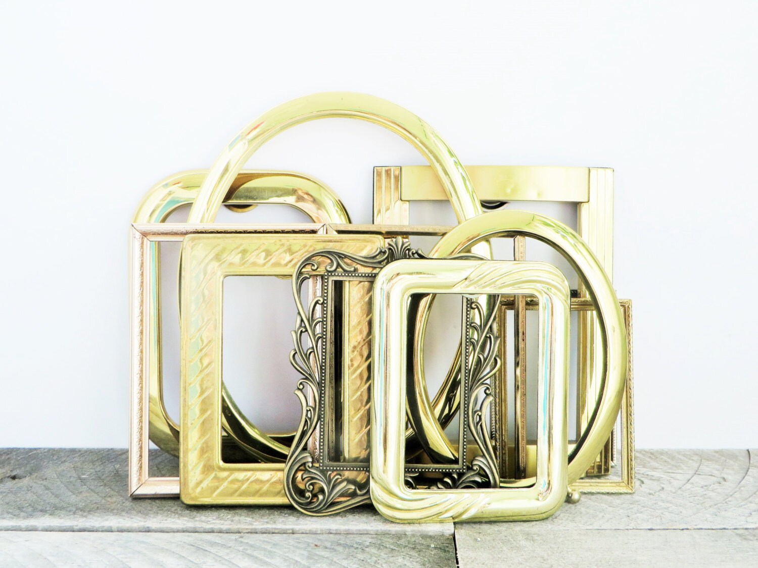 Vintage Picture Frames Gold With Glass Set of by GreenFoxStudio