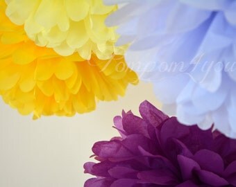 12 Tissue Paper Pom Poms // Choose your Colors // Wedding Pom Poms // Wedding Decor // Nursery Decor // Paper Pom Poms // Paper Balls