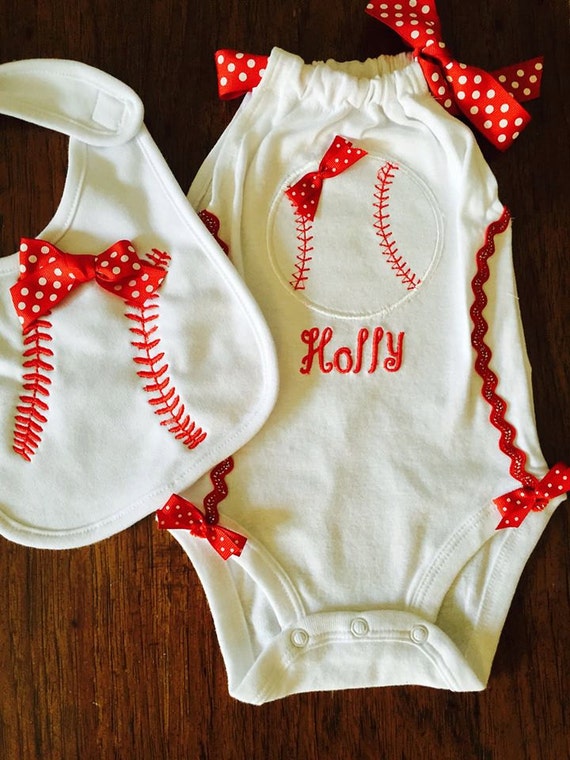 Girls clothing Baby Girls Baseball Romper bodysuit. For Your