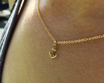Tiny gold filled anchor necklace - Tiny anchor necklace in gold or silver - Gold anchor pendant