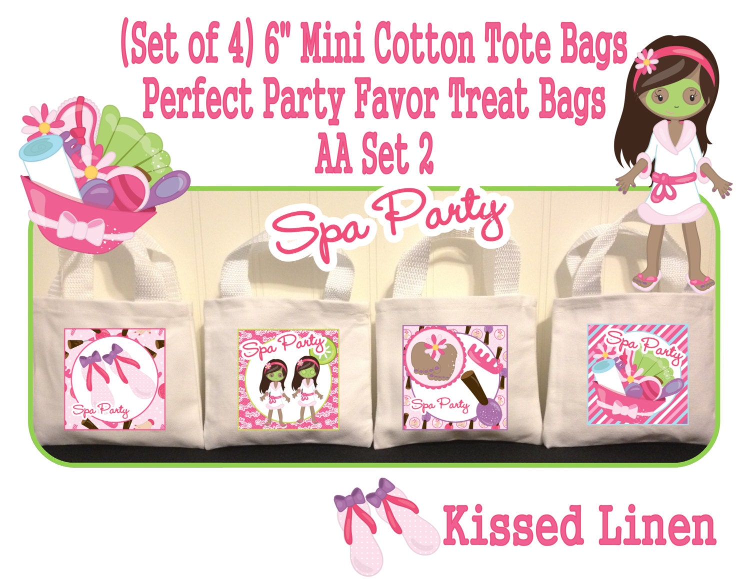 12-spa-party-favor-bag-spa-candy-bag-spa-treat-bag-spa-etsy-kids