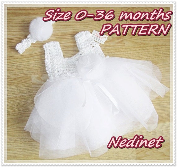 Crochet PATTERN Tulle dress pattern 036 months size, Instant Download