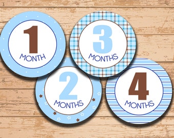 Instant Download. Printable Milestone Stickers. Baby Month Stickers. Template.