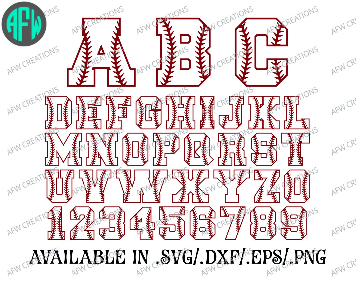 Download Baseball Letters & Numbers Softball SVG DXF by AFWifeCreations