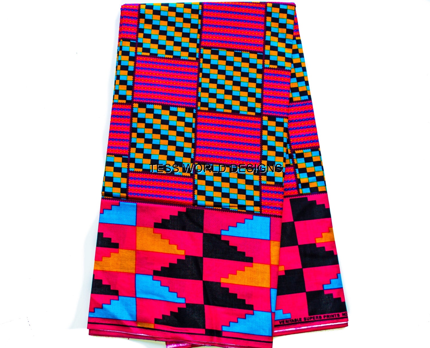 Pink Kente Fabric by the Yard/ Kente Clothing/ African fabric/
