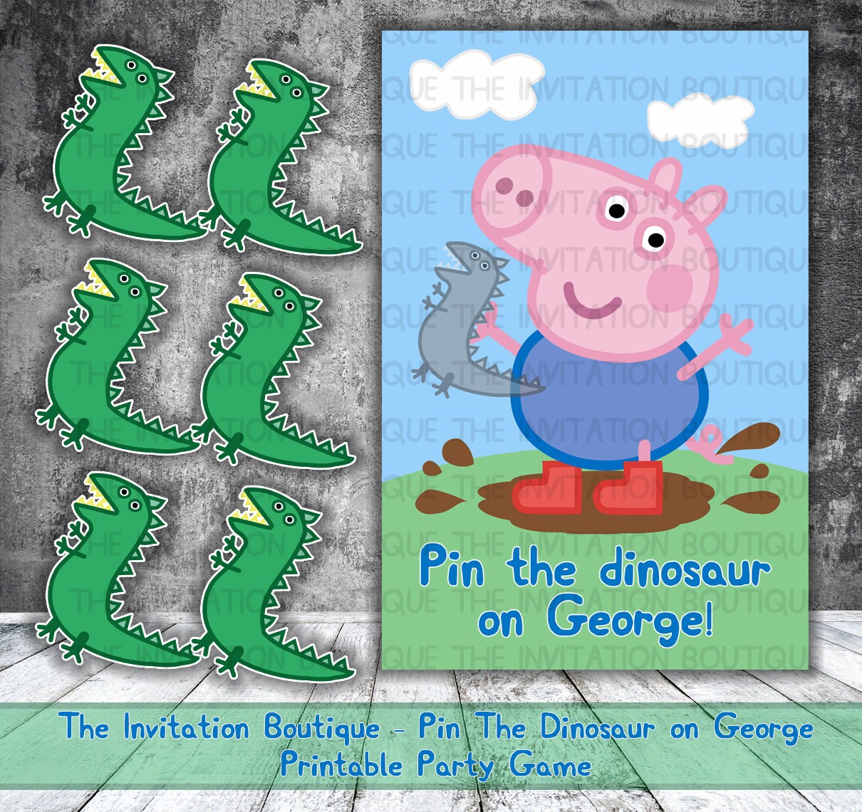 SALE George Pin the Dinosaur on George Printable Party Fun