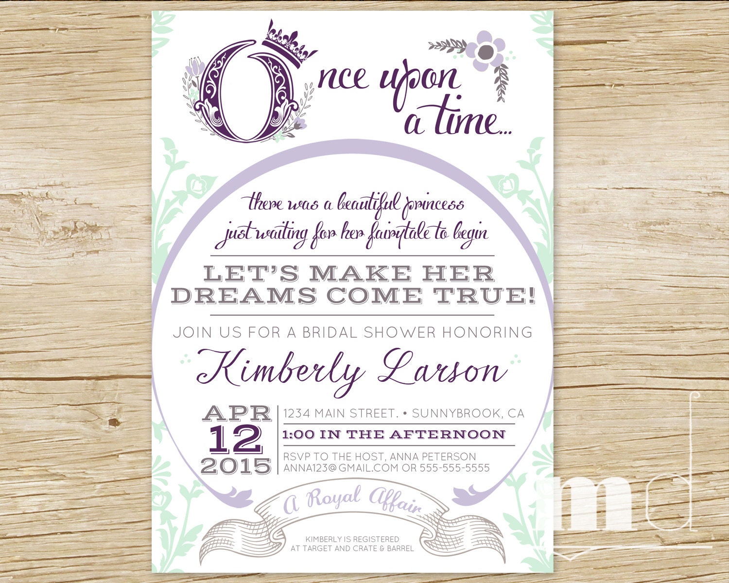 Once Upon A Time Bridal Shower Invitations 3