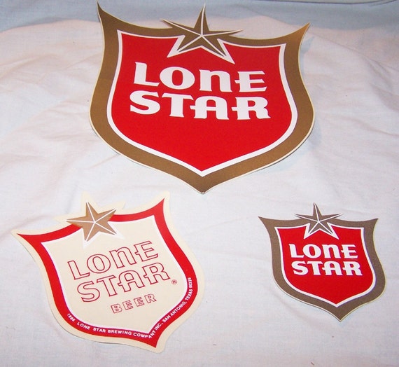 3 Lone Star Beer shield stickersunused