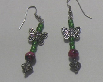 beaded butterfly earrings