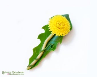 Brooch Dandelion - Polymer Clay Flowers