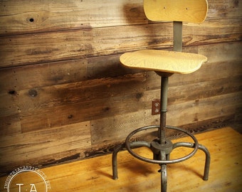 Vintage Industrial Ajusto Machinist  Chair Workbench Adjustable