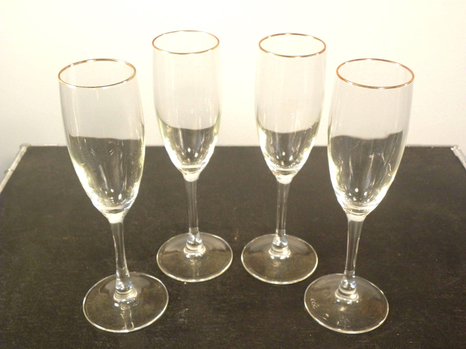 Vintage Champagne Gold Rim Glasses Set Of 4