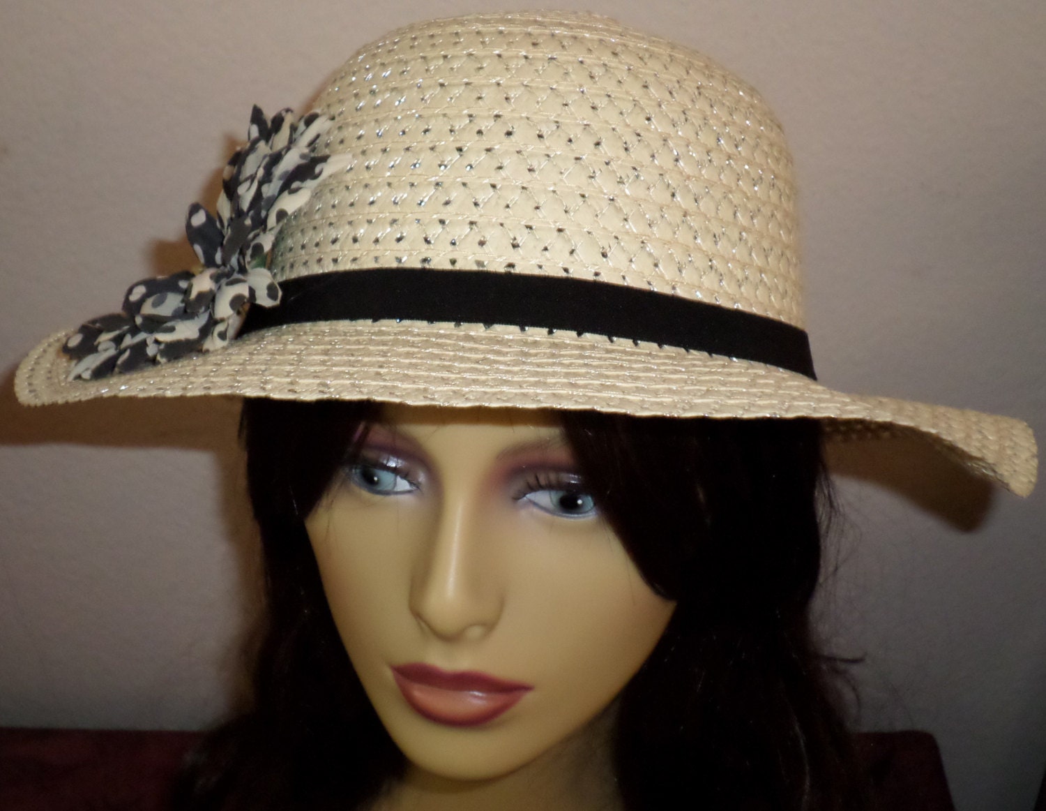 Ladies Straw Hats With Handmade Bows Beautiful by SugarBearHair