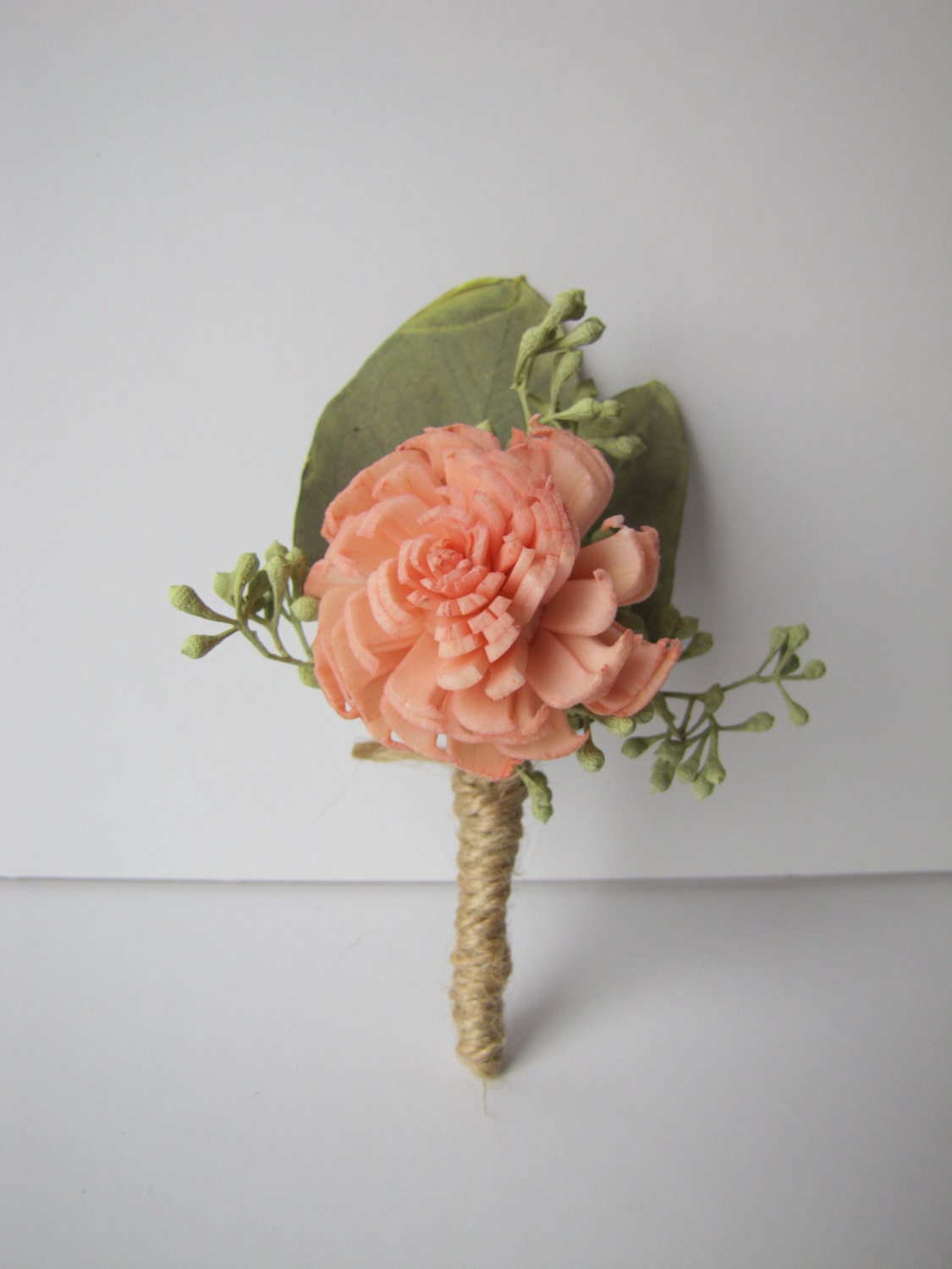 Peach Keepsake Boutonniere Peach Wedding Boutonniere Peach