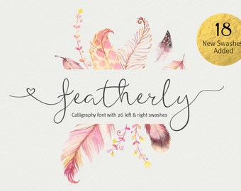 Script font - featherly Font - Calligraphy font - elegant typeface Wedding font - photography logo