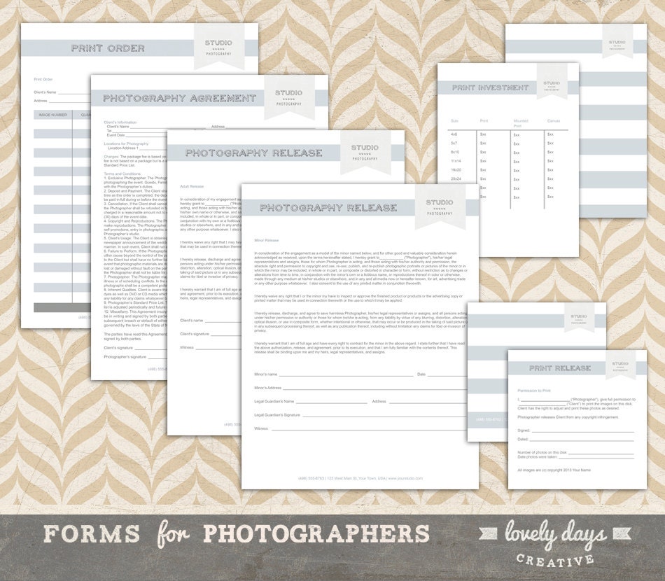 Forms for Photographer Photography Form Templates Print