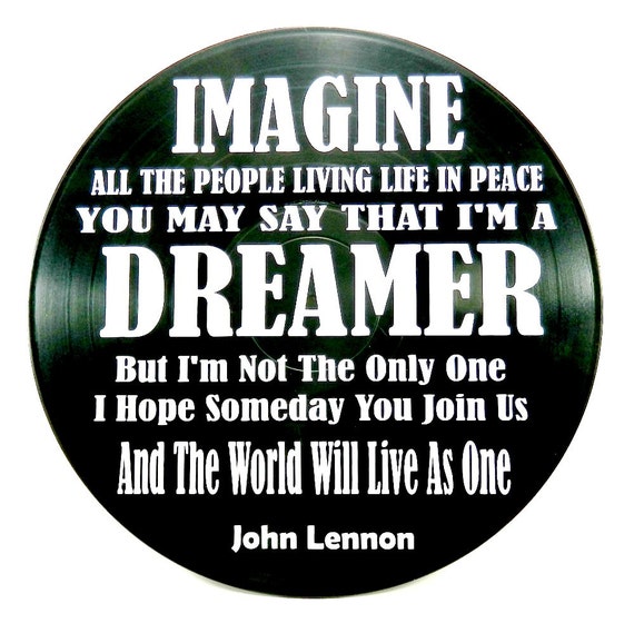 John Lennon Imagine song lyrics vinyl on vinyl by ...