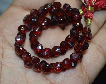 AAA Quality Mozambique Garnet Onion Faceted Briolettes 5x4-6x4 mm approx. ,8 inch strand