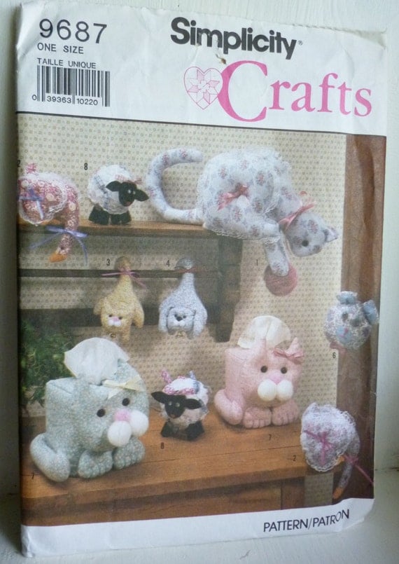 | Jungleland Vintage on Etsy Simplicity 9687 Sewing Pattern Crafts bazaar items cats sheep dogs | Jungleland Vintage on Etsy