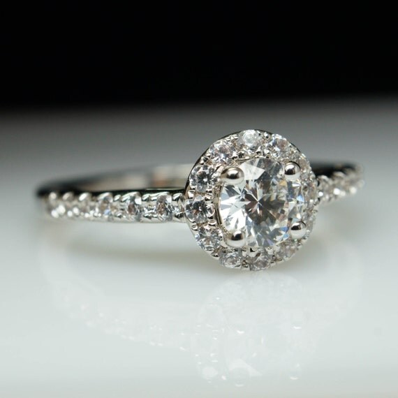 Custom Diamond Halo Engagement Ring & Wedding by JamieKatesJewelry
