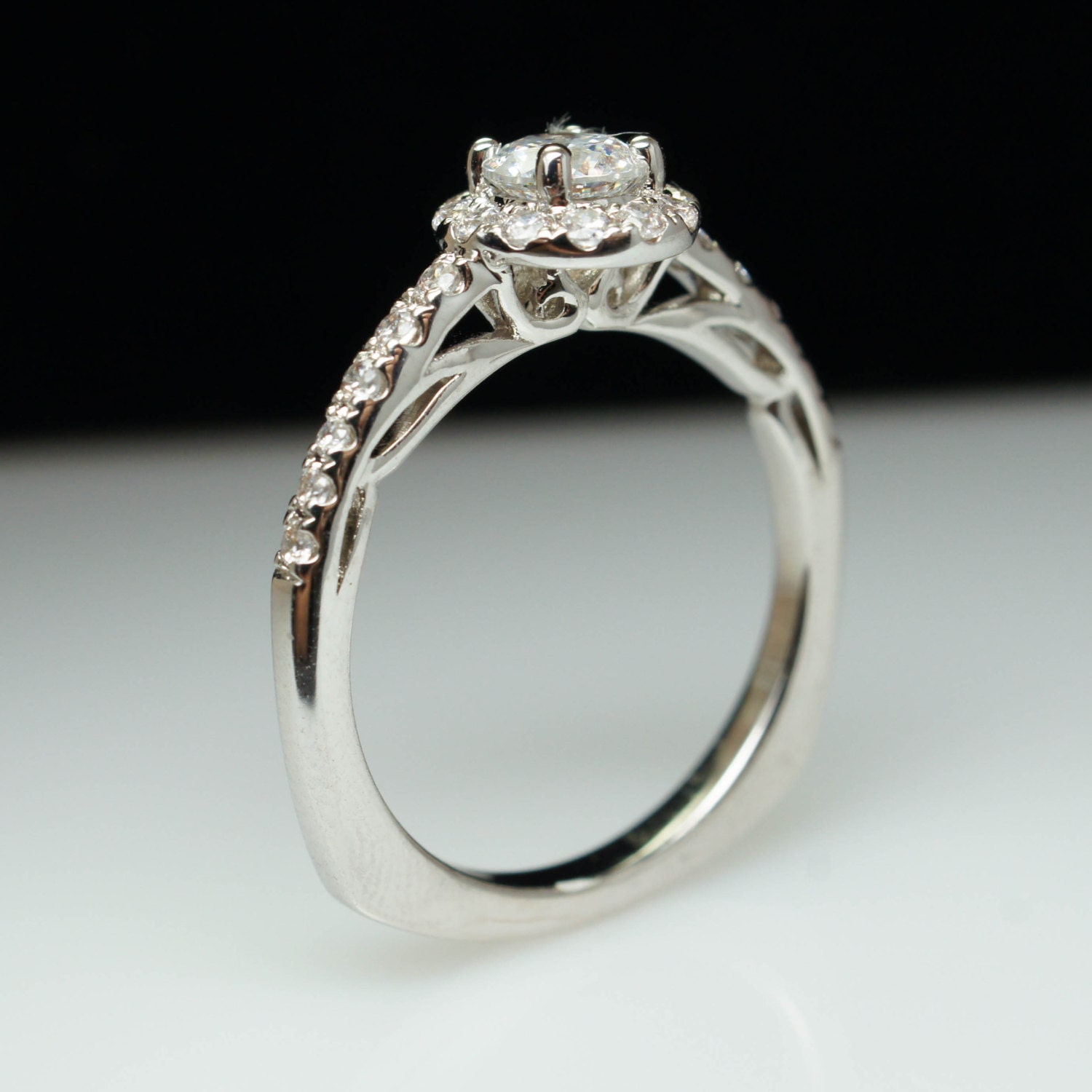Round Halo Diamond Engagement Ring & Wedding by JamieKatesJewelry
