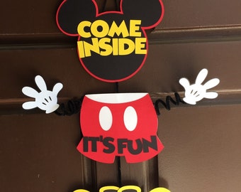 Mickey Mouse Door Hanger - Come Inside It's Fun Inside