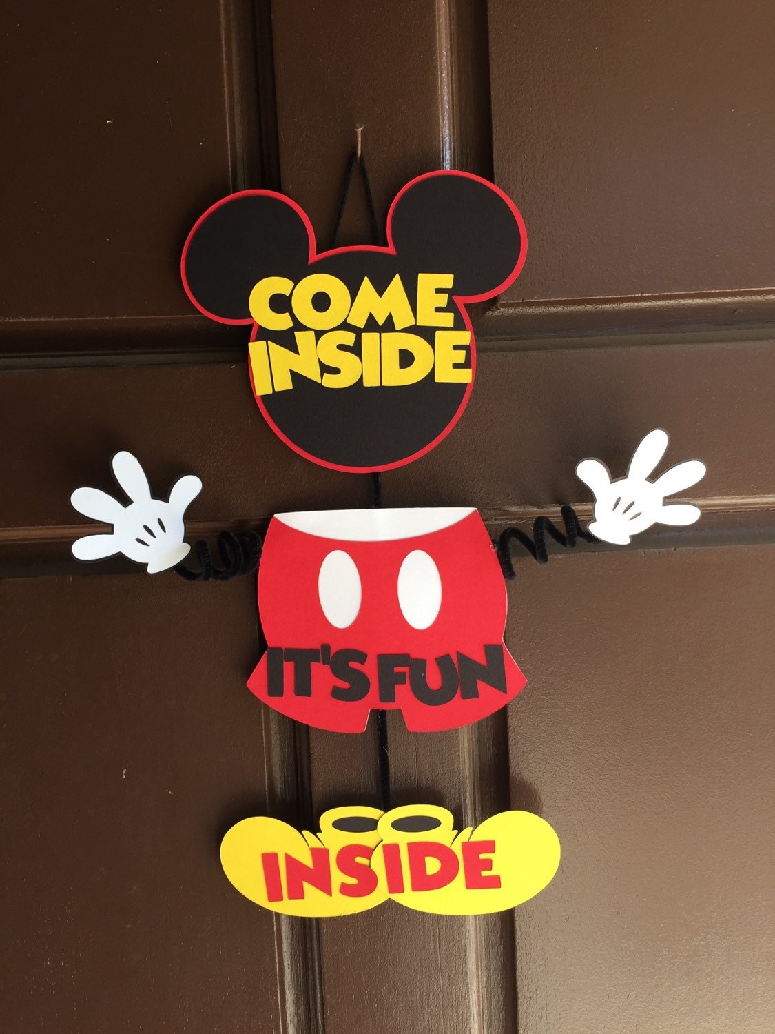 Mickey Mouse Door Hanger Come Inside It's Fun Inside