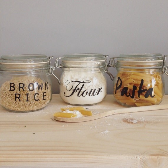 10 24 Pack Jar Labels NEW FONTS Vinyl Pantry Labels