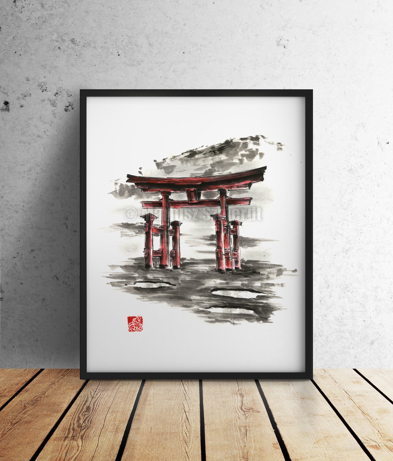 Japanese Torii Gate Torii Painting Watercolor Gift Idea Etsy