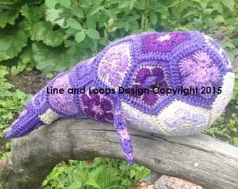 Line and Loops' Purdy the African Flower Crochet Whale Pattern