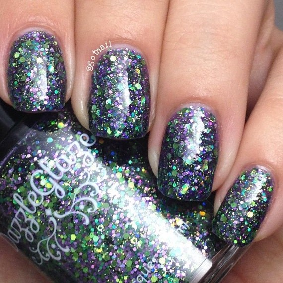 Purple Nail Polish Deep Purple Green Holo by RadiantlyVivacious