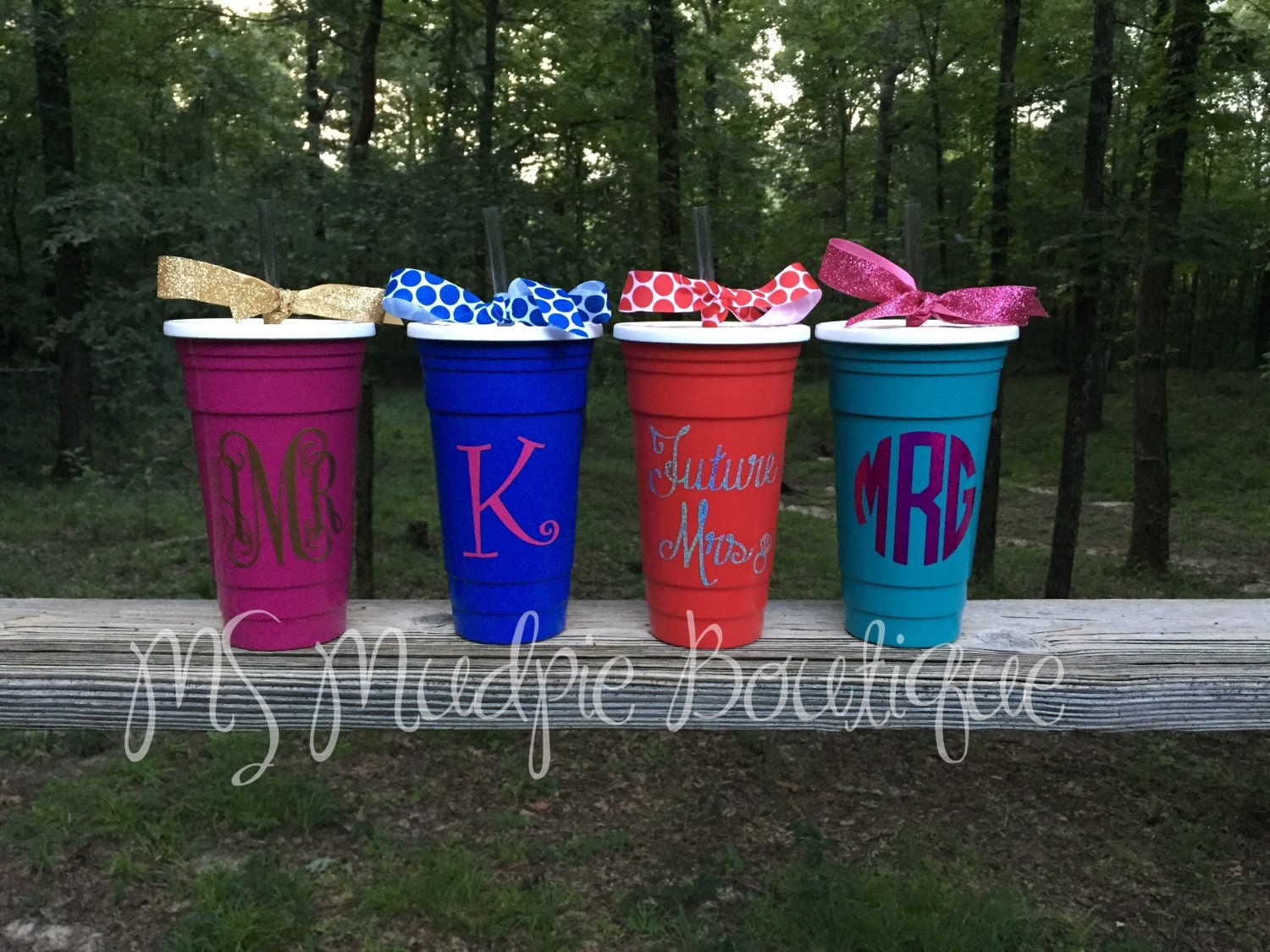 Personalized Solo Cups with Lid and Straw Monogrammed Solo