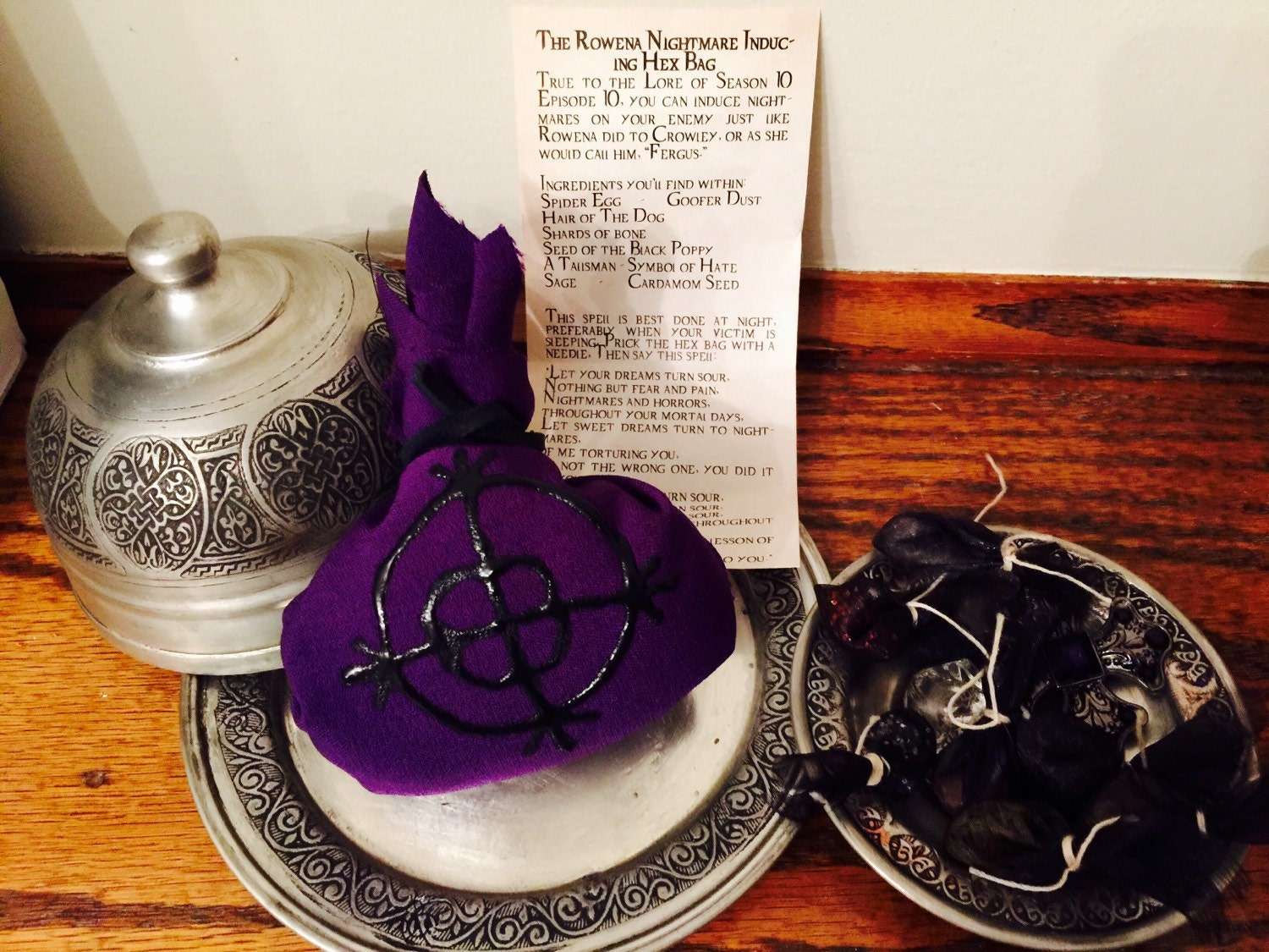Rowena Purple Hex Bag Crowley Nightmare Inducing Witch Curse