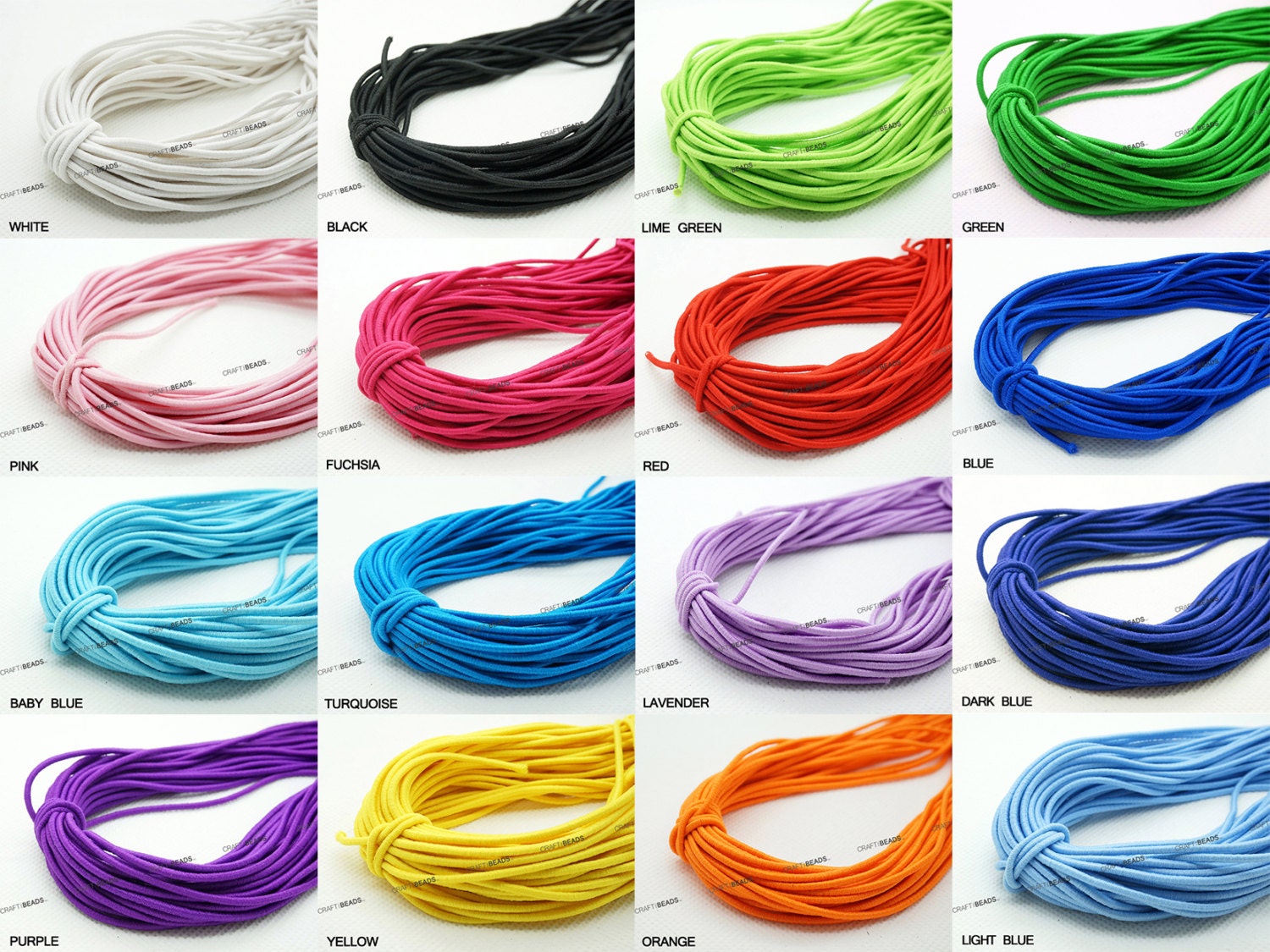2mm Nylon Coated Round Elastic Cord Stretch Stretchable