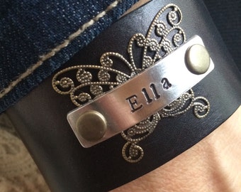Survivor leather cuff bracelet cancer survivor bracelet