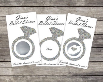 Bridal Shower Scratch Off Game Cards (10 card ct.) - Glitter Diamond Ring