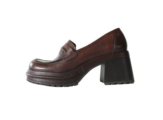 women's platform chunky heel penny loafers oolg