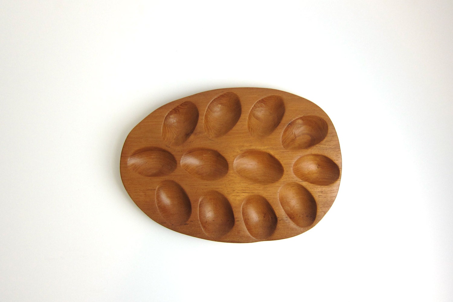 Vintage Genuine Teak Wood Knobler Deviled Egg Serving Tray Haute Juice