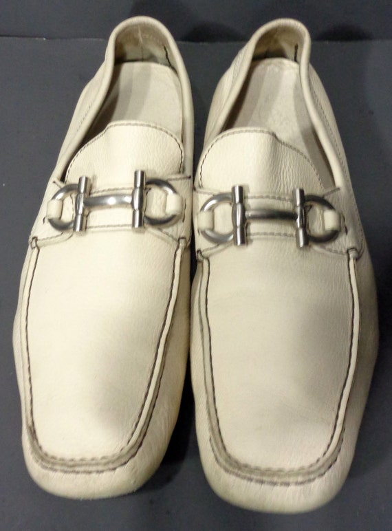 SALVATORE FERRAGAMO White Loafers Men's Shoes Size 10 by Eagleages