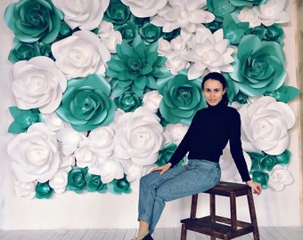 Giant Paper Flowers Wall - Paper Flower Wall - Wedding Wall - Wedding Arch - Paper Flower Backdrop
