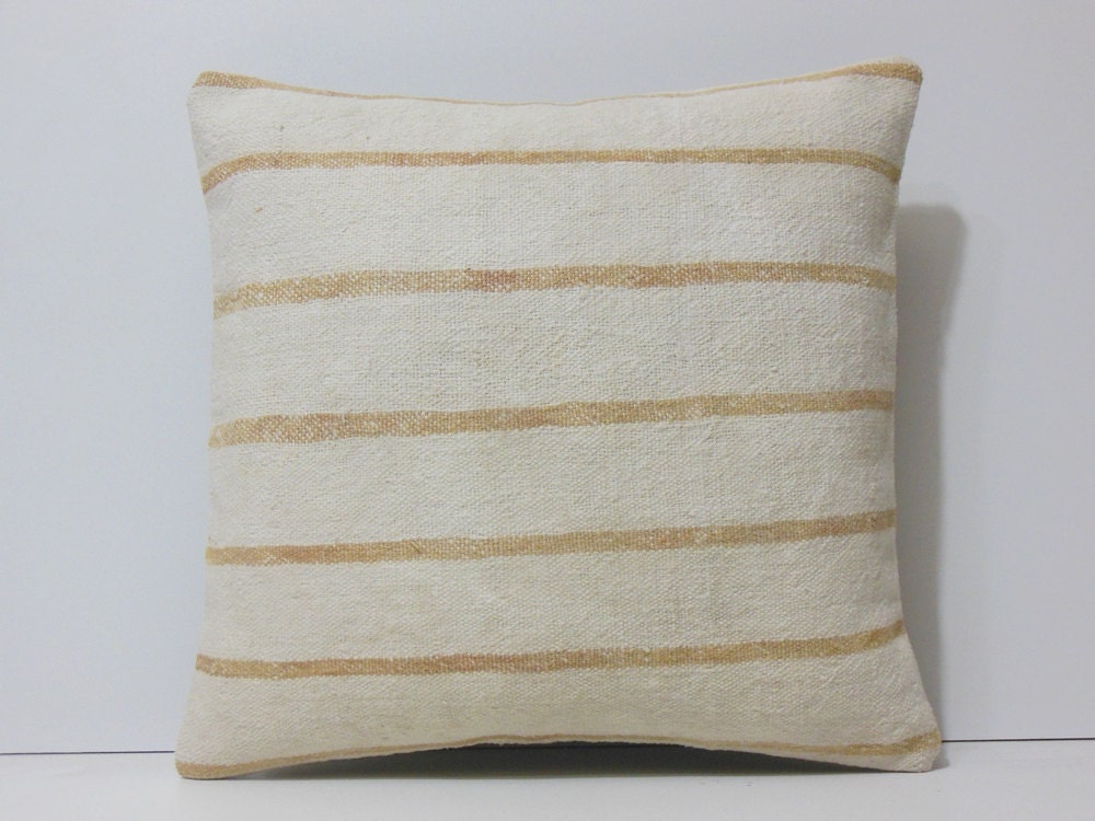 tan striped pillow 18x18 solid cushion by DECOLICKILIMPILLOWS
