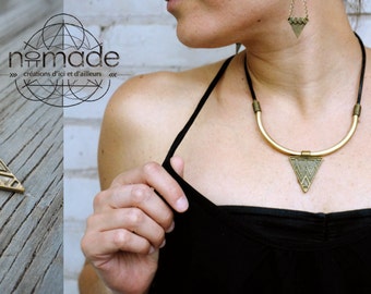 Bronze triangle necklace.