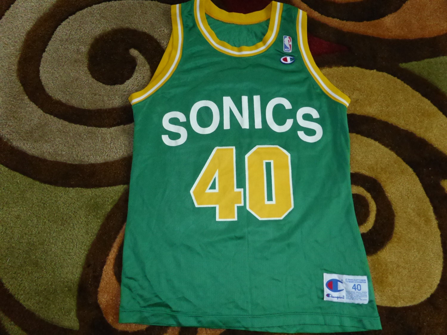 Vtg Shawn Kemp Seattle Supersonics Sonics NBA Champion Jersey