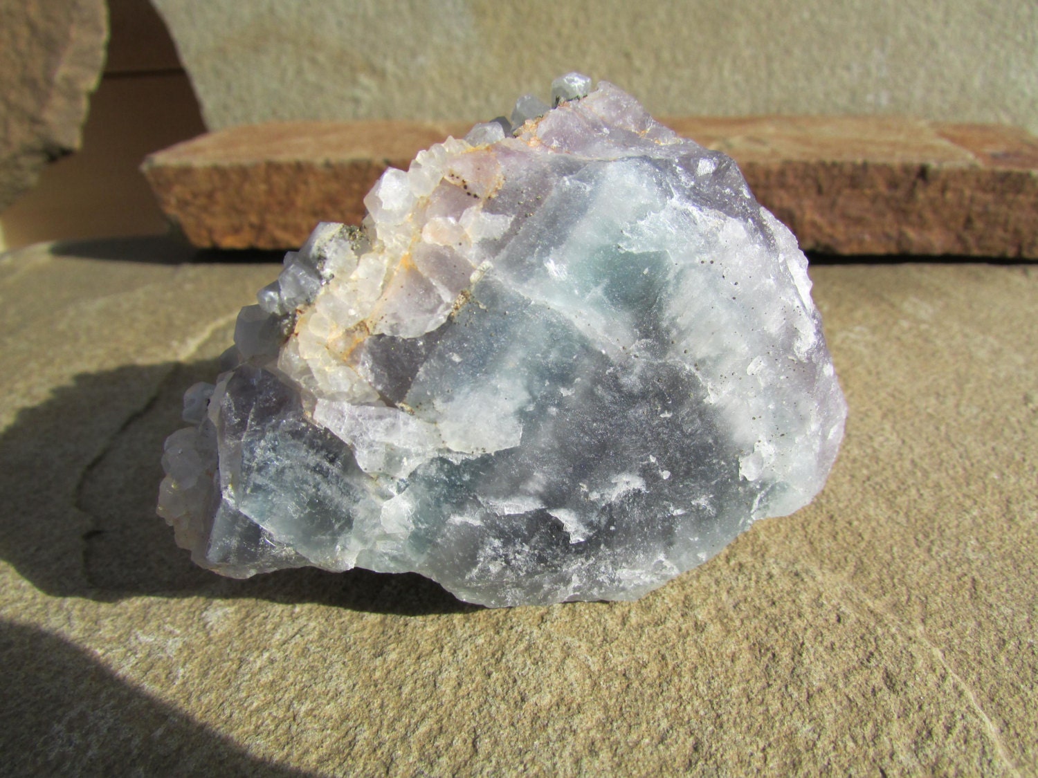 Large Fluorite Crystal with Quartz Crystals growing on the